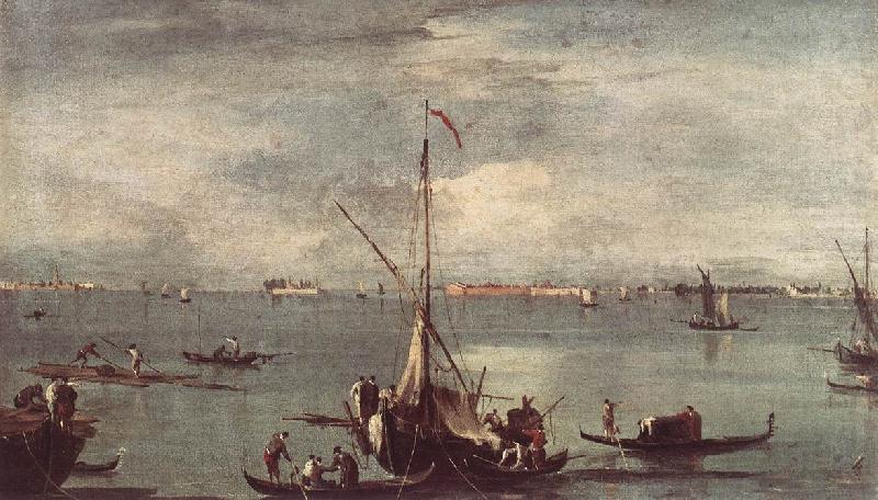GUARDI, Francesco The Lagoon with Boats, Gondolas, and Rafts kug china oil painting image